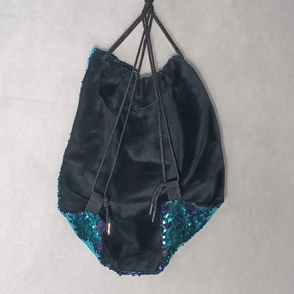 Color-flip Sequin Drawstring Backpack Changing Turquoise/Purple - Picture 5 of 6